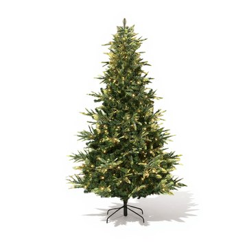 Garvee 4.5 ft Slim Aspen Fir Artificial Christmas Tree with 170 Warm White Lights, Metal Stand, Lifelike Pine Cones, Flame-Retardant, Pre-Lit Christmas Tree for Yard Home Holiday Decor