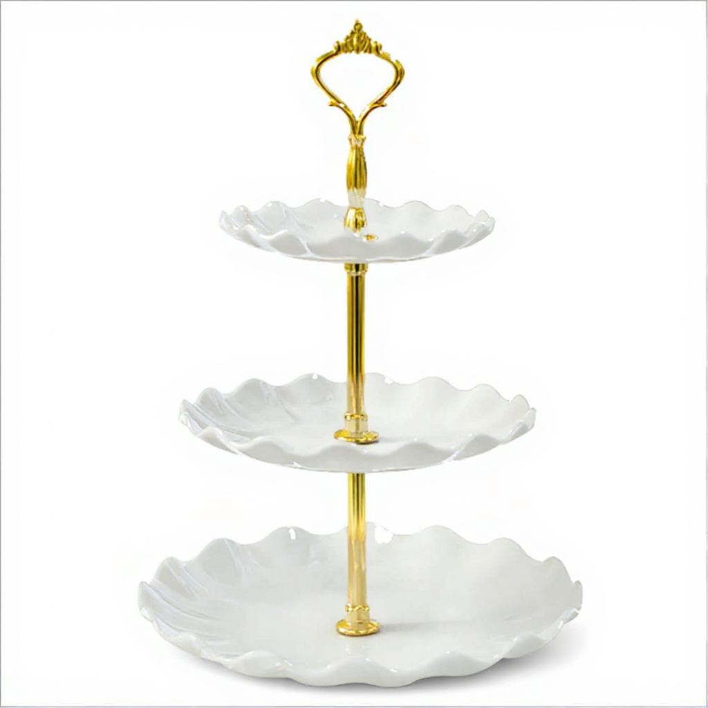 Garvee 3-tier Cupcake Stand Fruit Plate Holder Desserts Snack Candy Buffet Stand Tower For Christmas Wedding Party White