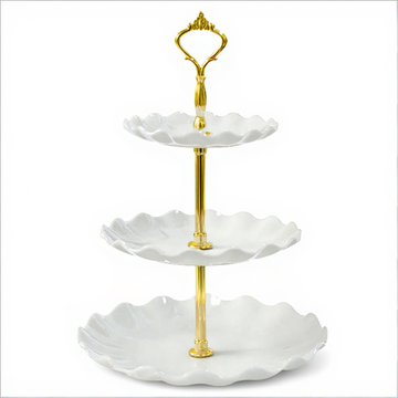 Garvee 3-tier Cupcake Stand Fruit Plate Holder Desserts Snack Candy Buffet Stand Tower For Christmas Wedding Party White