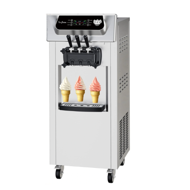 Garvee Commercial Soft Ice Cream Machine 3 Flavors Clean Led Panel Perfect for Restaurants Snack Bar Supermarkets 2200W