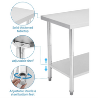 Garvee 36"L x 24"W x 35"H NSF Stainless Steel Work Table  Heavy Duty 330lb Capacity with Adjustable Undershelf for Commercial Kitchen, Restaurant, Home