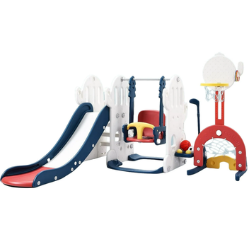 Garvee 7-in-1 Toddler Slide and Swing Set with Adjustable Swing, Basketball Hoop, Soccer Golf, Ring Toss, HDPE Material, Indoor Outdoor Playset for Kids Ages 1-3