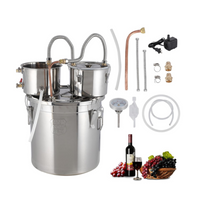 Garvee 8 Gal / 30L Alcohol Still, Stainless Steel Home Distillation Kit with Copper Tube and Built-In Thermometer, 3 Pots Multifunctional Wine Making Kit for Diy Whiskey Wine Brandy