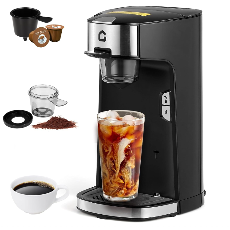 Garvee Single Serve Coffee Maker - Portable and Compact with 18.6 Oz Water Tank, Adjustable Tray, Perfect for Home, Office, RV, and Camping