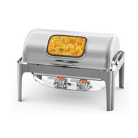Garvee Roll Top Chafing Dish 9QT Stainless Steel Buffet Food Warmer for Parties, Hotels, Weddings, Silver