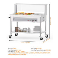 Garvee 72QT Commercial Food Warmer 9x8QT Electric Steam Table with Acrylic Shield Stainless Steel Bain Marie Countertop Lockable Wheels for Restaurants Buffets Party 1500W 110V