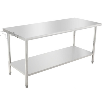Garvee 72"L x 30"W x 35"H Stainless Steel Food Prep Table Heavy Duty Metal Kitchen Work Table with Removable Trash Rack, Utility Table with Adjustable Under Shelf for Commercial Kitchen Restaurant