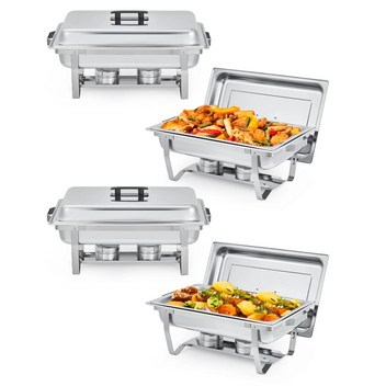 Garvee 9QT Stainless Steel Food Warmer Rectangular Buffet Server With Insulated Design Heat-Resistant Handles Stackable Containers For Catering