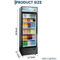GARVEE 19.1 Cu.ft Commercial Beverage Cooler with RGB LED Lights & Remote - 280-Can Glass Door Display Fridge, Air-Cooled Frost-Free with Top Light Box for Bar Restaurant Store（Black）