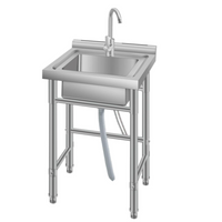 GARVEE 20"W x 20"D x 32"H Stainless Steel Utility Sink Single Bowl Free Standing with Faucet Hot & Cold Water for Laundry Kitchen Garage Outdoor, Deep Basin, Heavy-Duty