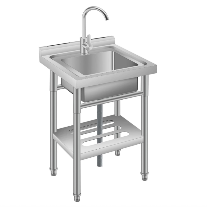 Garvee 20"W x 20"D x 32"H Stainless Steel Utility Sink Single Bowl Free Standing with Rack Faucet Hot Cold Water Plumbing Laundry Kitchen Garage Outdoor Deep Basin Heavy-Duty