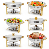 Garvee 6 Pack Chafing Dishes for Buffet, 5 QT Round Buffet Servers and Food Warmer Set with Lid, Stainless Steel Chafers for Catering Parties Wedding Banquet, Gold