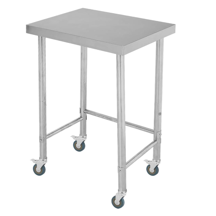 Garvee 24"L X 18"W X 35"H Stainless Steel Table with Wheels, Commercial Kitchen Prep Table, Durable Weather-Resistant, Open Base Design, Polished Finish