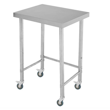 Garvee 24"L X 18"W X 35"H Stainless Steel Table with Wheels, Commercial Kitchen Prep Table, Durable Weather-Resistant, Open Base Design, Polished Finish