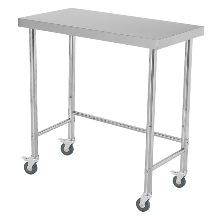 Garvee 36"L X 18"W X 35"H Stainless Steel Prep Table with Wheels, Commercial Kitchen Utility Work Table, Durable Weather-Resistant, Polished Silver