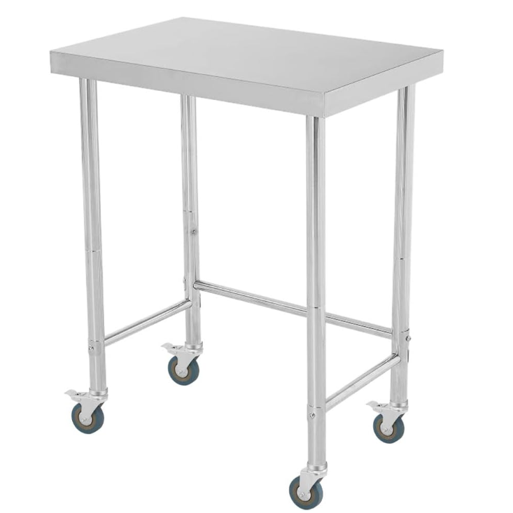 Garvee 28"L X 18"W X 35"H Stainless Steel Prep Table With Wheels Commercial Kitchen Utility Work Table Silver