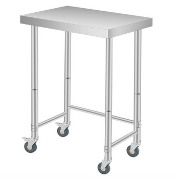 Garvee 24"L X 16"W X 35"H Stainless Steel Prep Table with Wheels Commercial Kitchen Utility Work Table Silver
