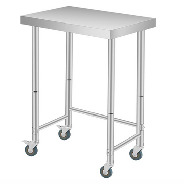 Garvee 24"L X 16"W X 35"H Stainless Steel Prep Table with Wheels Commercial Kitchen Utility Work Table Silver