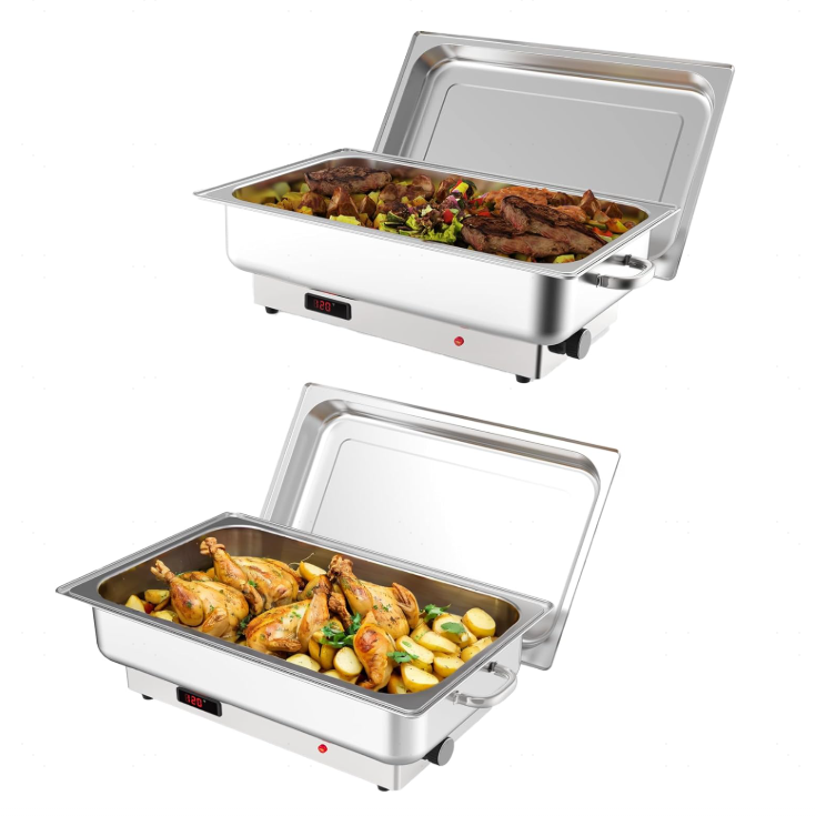 GARVEE 2 PACK Electric Chafing Dish Buffet Set 9 QT Buffet Servers and Warmers Digital Display Temperature Warming Tray Stainless Steel Food Warmer for Parties Weddings Caterings