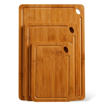 Garvee 3-Piece Deep Carbonized Bamboo Cutting Board Set with Holder – Multi-Size Butcher Block for Kitchen, Deep Juice Grooves, Built-in Handles, Chopping Boards for Vegetables, Fruit, meat and cheese board board (15x10, 12x8, 9x6 Inch) – Deep carbonized