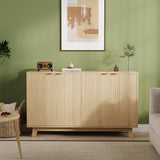 Garvee 55.1" Sideboard Buffet Cabinet with Storage, Modern Fluted Accent Credenza with Doors & Adjustable Shelves, Wood Coffee Bar Console Table for Living Room, Dining Room, Kitchen or Entryway