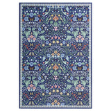 Garvee 4' x 6' Vintage Botanical Floral Area Rug, Machine Washable Non-Slip Low-Pile Stain-Resistant Rug for Living Room, Bedroom & Nursery, Blue - Blue