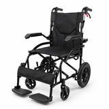Garvee Portable Lightweight Transport Wheelchair with Hydraulic Lift, 16" Seat – Turn Over Armrests – Swing-Away Footrests – Locking Handbrakes – Patient Transfer & Bedside Commode Mobility Aid – Black
