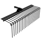 Garvee 48 in Pine Straw Rake Landscape Tool with 17 Spring Steel Tines, Steel Anti-Rust, Fits 2 in Receiver for Lawn Tractors ATV UTV - Black