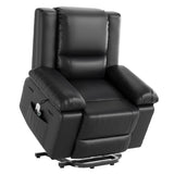 Garvee Electric Power Lift Recliner Chair for Elderly – Black PU Leather Lounge with Heat, Full Body Massage, Pillow, Side Pocket, Heavy Duty Standing Assistance for Living Room Recovery – Black