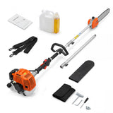 Garvee 52cc Gas Pole Saw, 12" Bar 2-Stroke Tree Pruner with 9.5 ft Extendable Reach, Anti-Vibration Handle, Auto Oiler, Aluminum Shaft for Tree Trimming - Orange