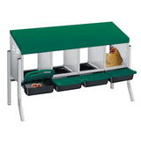 Garvee Heavy-Duty 4-Compartment Chicken Nesting Box – Roll Away Egg Collection Tray, Galvanized Steel (Green)