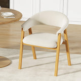 Garvee Modern Farmhouse Upholstered Dining Chair with Arms – Chenille Fabric Accent Armchair – Solid Wood Legs, Curved Backrest – Comfortable for Dining Room, Kitchen, Living Room – off pale color - Chenille - 1pc - Off-White - Chenille - 1Pc