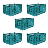 Garvee 5-Pack 52L Collapsible Storage Crates, Reinforced Handles, for garages, schools and vehicle trunks, Green