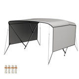 Garvee Heavy-Duty 3 Bow Bimini Top for Boats - 600D Waterproof Marine Canvas, Aluminum Frame, Removable Mesh Sidewalls, Adjustable Sun Shade, Rear Support Poles - Grey - Includes Side Curtains & Storage Boot, Size: 3BOW6'×61-66"×46", 4-wind rope, simple