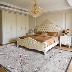 Garvee 8x10 Area Rug for Living Room, Vintage Floral Rug, Washable Non Slip & Low Pile Carpet for Living Room, Bedroom, Dining Room, Grey - Gray