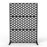 Garvee Heavy-Duty Galvanized Steel Privacy Screen – 72" H x 47" W Freestanding Metal Outdoor Fence Panel, Windproof Decorative Divider for Patio, Garden, Deck, Balcony – Black - Black
