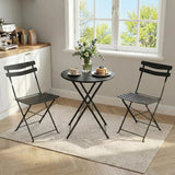 Garvee Folding Metal Bistro Set for Balcony & Garden, 3-Piece Steel Patio Table and 2 Chairs with 300 lb Capacity and Easy Assembly