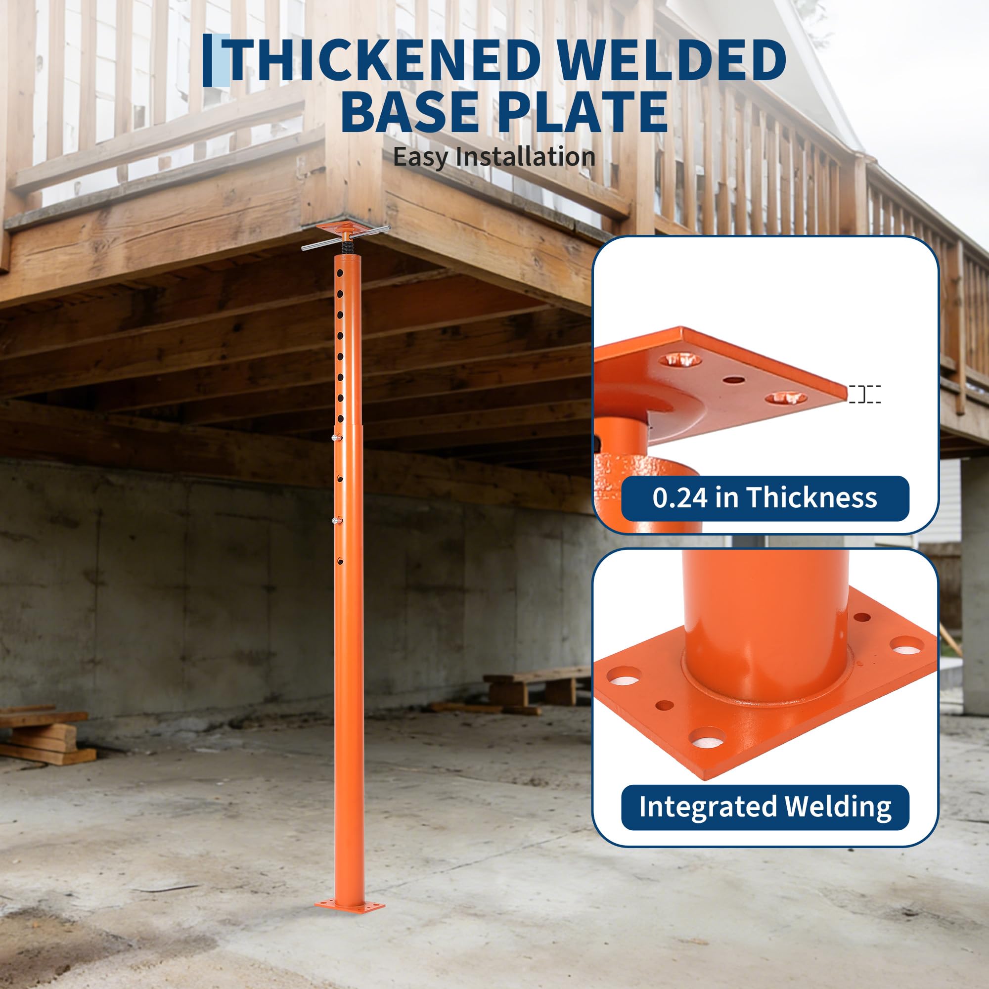 Jack post detail showing a 0.24" plate and integrated welded base