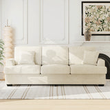 Garvee 86" Corduroy Comfy Sofa, 3-Seater Sofa Couch with 2 Throw Pillows, Cloud Couch with deep Seats and 2 Removable Back Cushions, Modern Sofa for Living Room, Bedroom, Apartment, Office, White - White|Corduroy