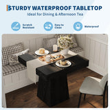 Garvee Space-Saving Square Dining Table for 4 – Modern Wooden Table with Storage Drawers – Pedestal Base, Durable, Easy to Clean – Perfect for Dining Room or Living Room, Black Wood Grain