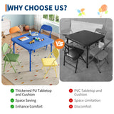 Garvee 5 Piece Boys Girls Folding Table and Chairs Set, Activity Table and Chairs Set for Dining Room,Daycare,Classrooms - Blue