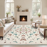 Garvee 5' × 7' Kaleidoscope Pattern Area Rug, Washable Polyester Carpet with Non-Slip Backing for Living Room, Bedroom and Dining Room, Beige/Camel - Rice Camel