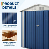 Garvee Outdoor Storage Shed, 6 x 4 FT Waterproof Steel Garden Shed with Lockable Double Doors, Ventilation and Gable Roof, Navy Blue