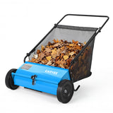 Garvee 26-Inch Push Lawn Sweeper, Walk-Behind Leaf & Grass Collector with 4 High-Speed Brushes, 7 Cu. Ft. Hopper, Heavy-Duty Yard Sweeper for Lawn, Patio & Driveway, Blue - Blue