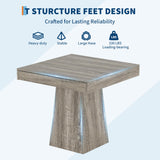 Garvee Modern Farmhouse Square Dining Table for 4 – Wooden Pedestal Base – Dual Storage Drawers – Compact, Durable, Easy to Clean – Perfect for Kitchen, Dining Room, or Living Room – Gray Wood Grain