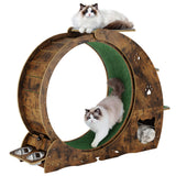 Garvee Large Cat Exercise Wheel for Indoor Cats - 3-Tier Climbing Tower with Built-in Graze Post & Carpeted Fashion Show - Quiet Spinner for Training & Obesity Prevention - Vintage Brown - Retro Brown