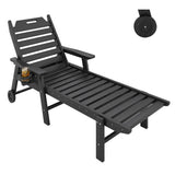 Garvee Outdoor Chaise Lounge, 1905 x 565 x 453 MM HDPE Frame with 5-Position Backrest and 304 Stainless Hardware, Black