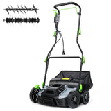 Garvee 15.5 Amp Electric Dethatcher & Scarifier, 14-Inch 2-in-1 Corded Lawn Rake with 5 Depth Positions and 14.5-Gal Collection Bag