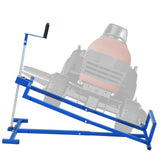 Garvee 880 lb Heavy Duty Lawn Tractor Lift Jack, 0-35° Adjustable Tilt Angle Riding Mower Lift with 27.5" Max Lift Height, Manual Hand Crank or Power Drill Operation, Collapsible Storage Maintenance Hoist for Zero Turn, ATV, Garden Tractors, Blue