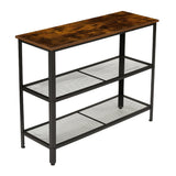 Garvee Industrial 40" Narrow Console Table - 3-Tier Entryway Sofa Table with Storage Shelves - Rustic Wood Top & Steel Frame for Hallway Living Room Foyer Bedroom - Color: Classic - Retro